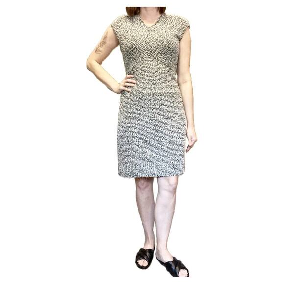 St. John Tweed Eyelash Space Dye Sheath Dress Black Green White 6 - Picture 2 of 9